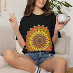 Sunburst Mandala T-Shirt — Vibrant Floral Boho Graphic Tee