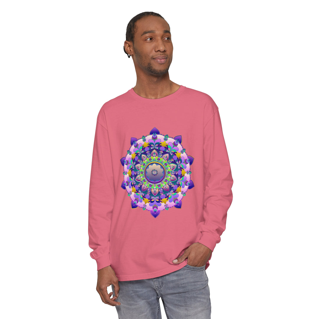 Colorful mandala design long sleeve t-shirt for men and women