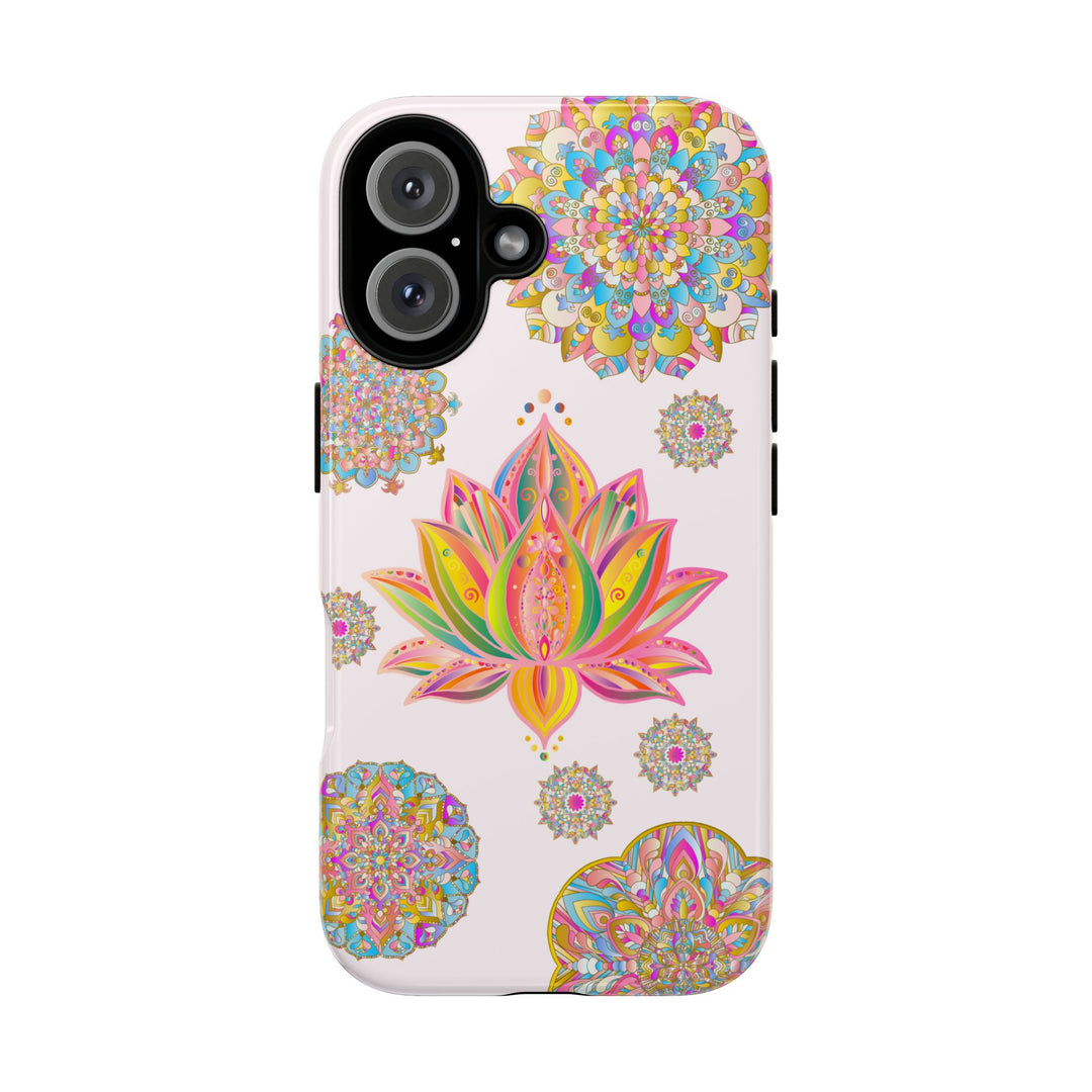 Beautiful light pink lotus flower mandala design phone case for protection and style