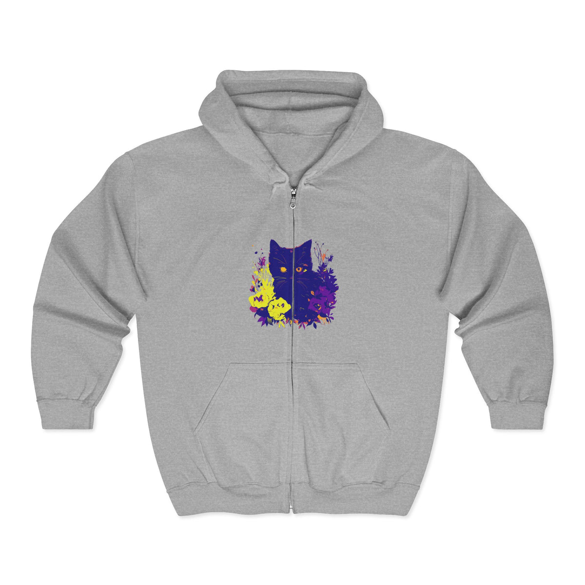 Schwarzer Katzen-Aquarell-Kapuzenpullover - Mystisches Haustier-Design