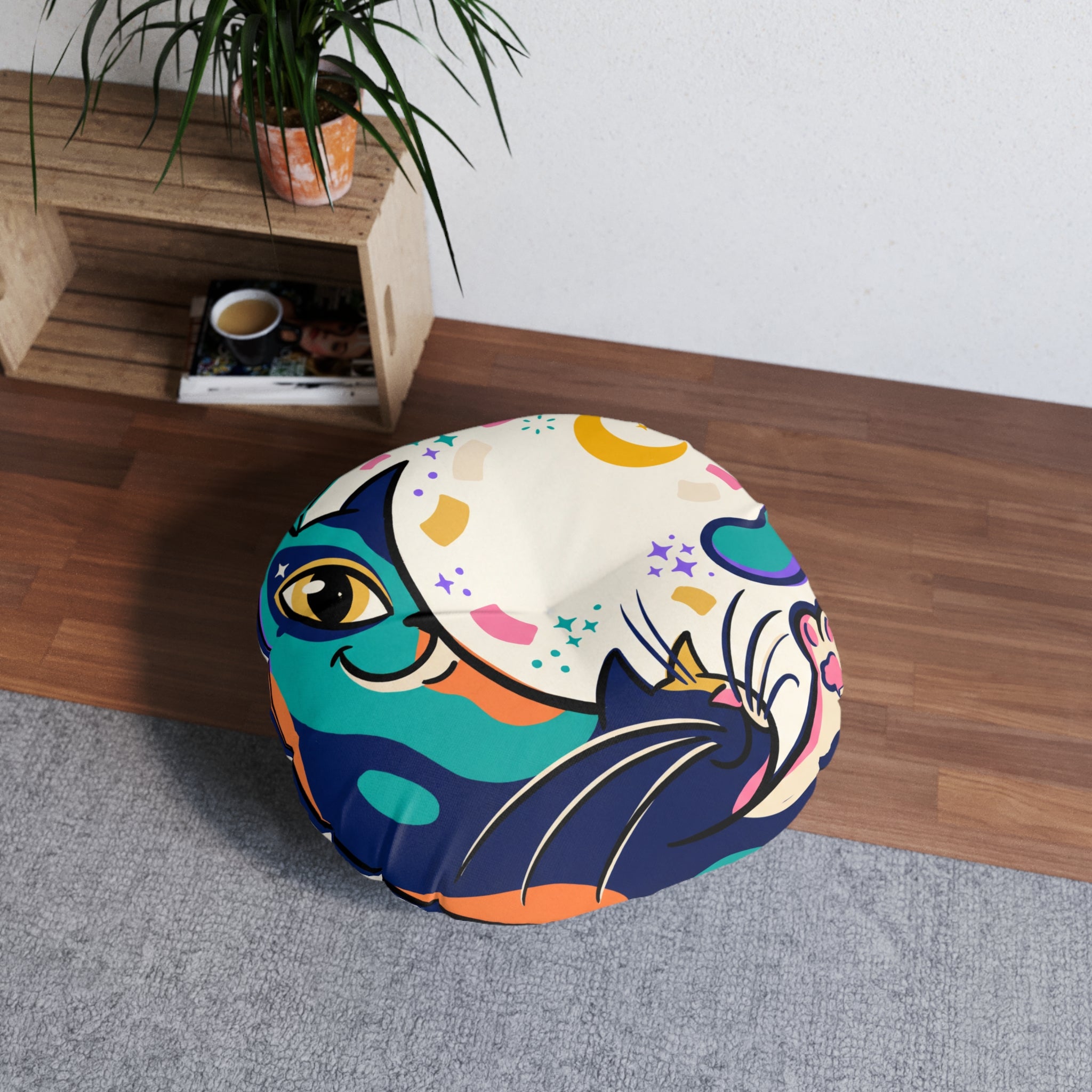 Crescent Cat Cozy Floor Pillow