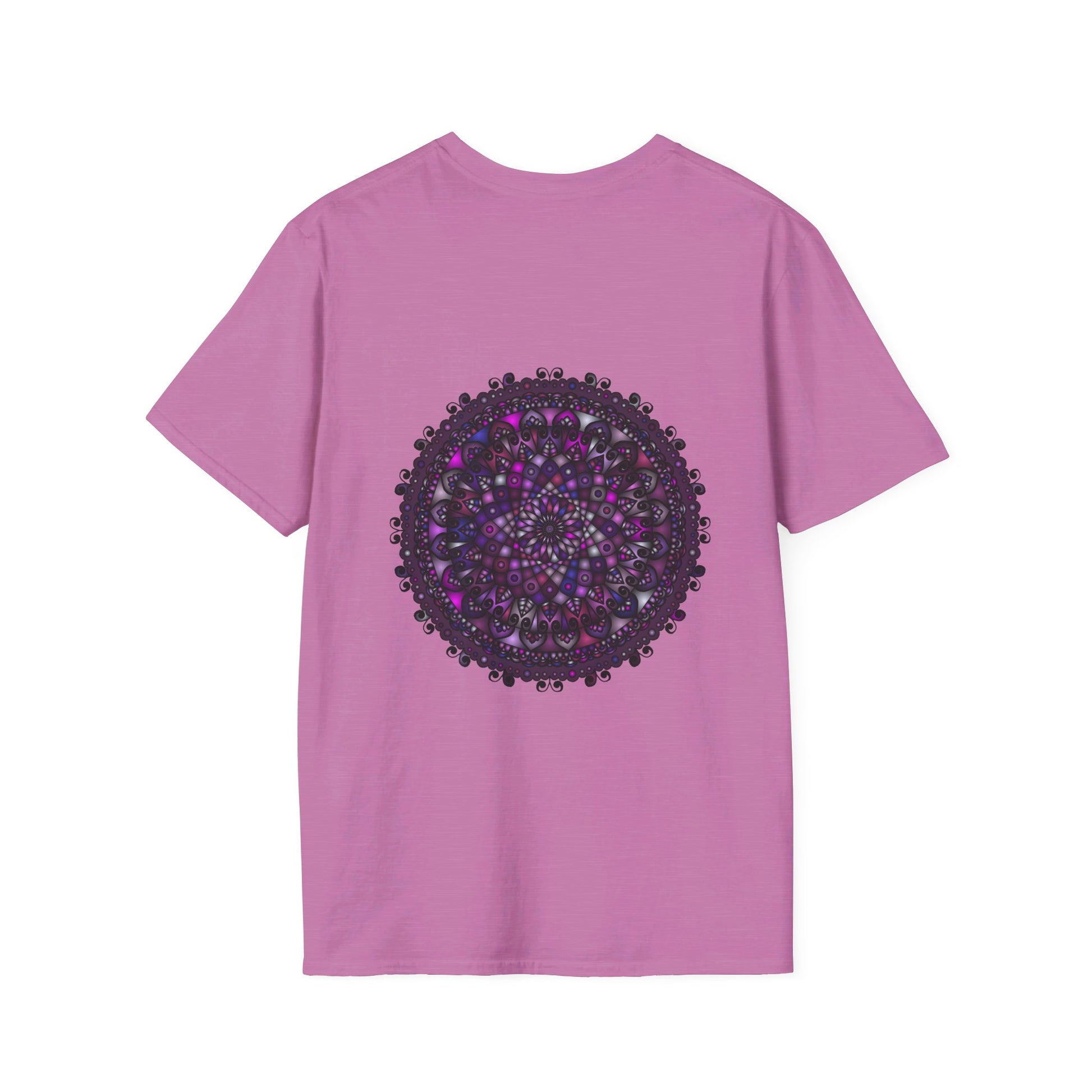 Soft purple mandala art unisex t-shirt with hand-drawn design