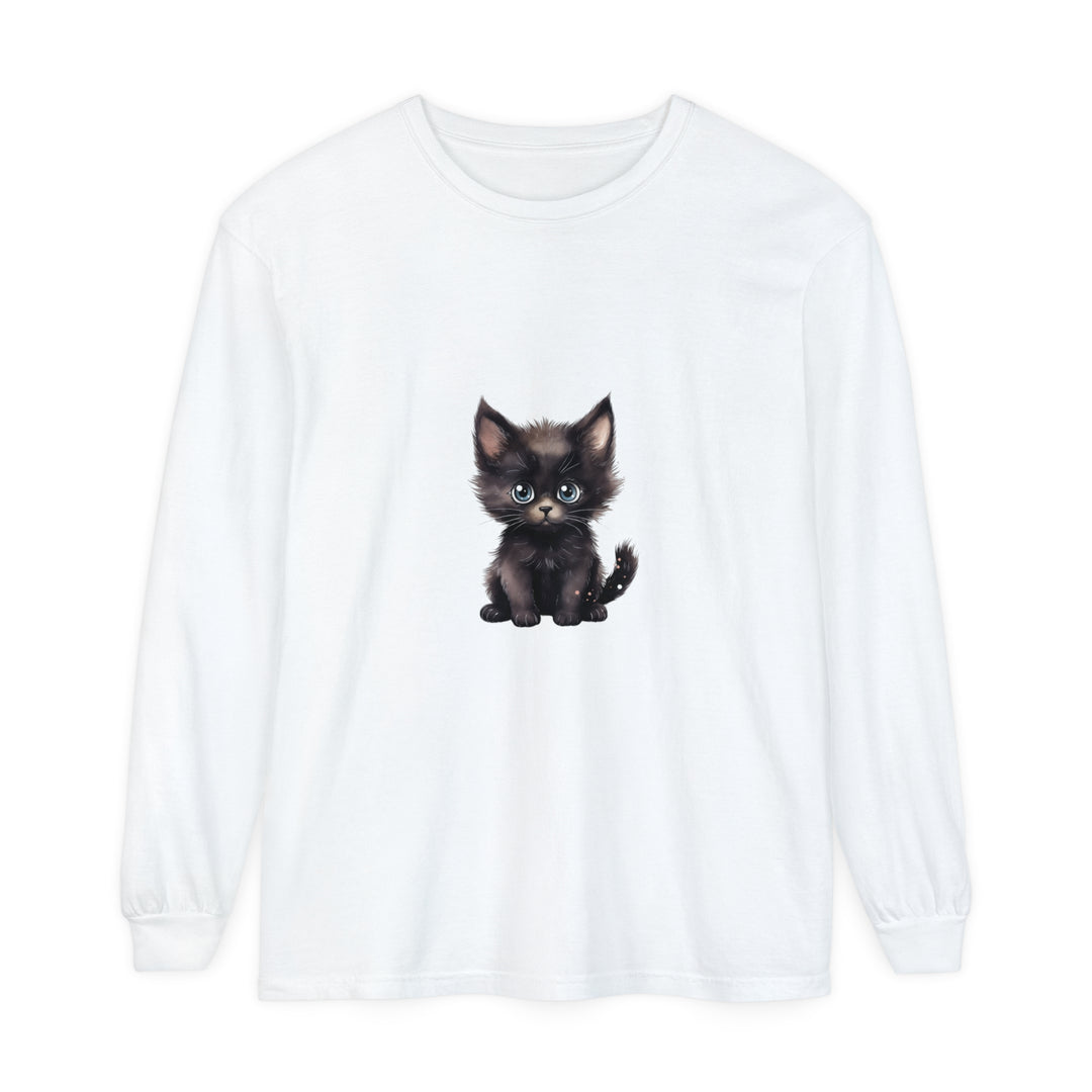 Cute Kitten with Blue Eyes Long Sleeve T-Shirt Alt Text 9