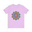 Vibrant and detailed mandala design t-shirt in various bright colors