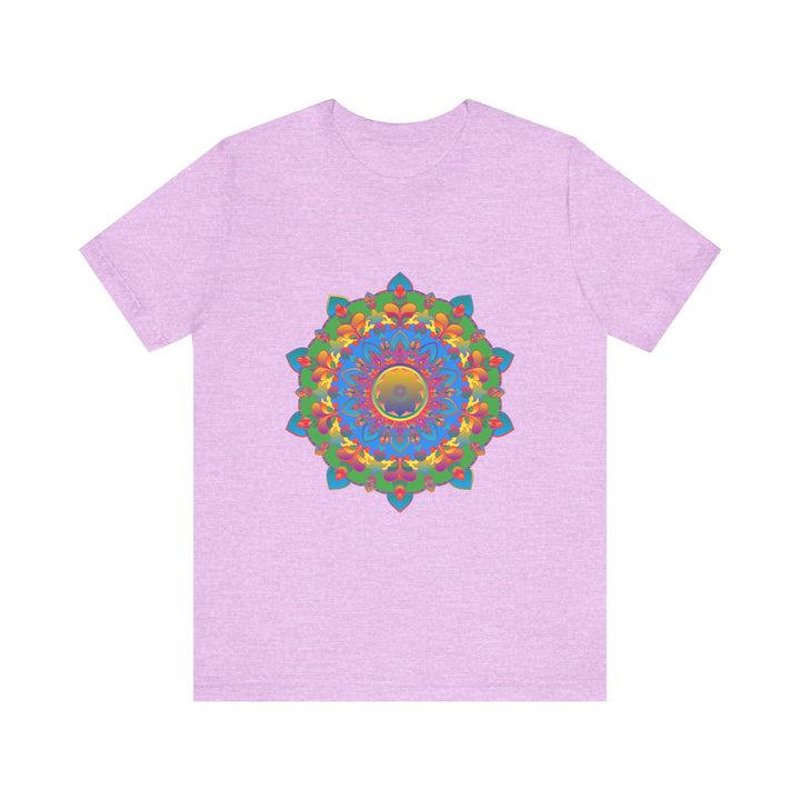 Vibrant and detailed mandala design t-shirt in various bright colors