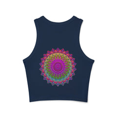 Vibrant Mandala Racerback Tank Top with intricate floral pattern in vibrant hues, perfect for yoga and casual wear