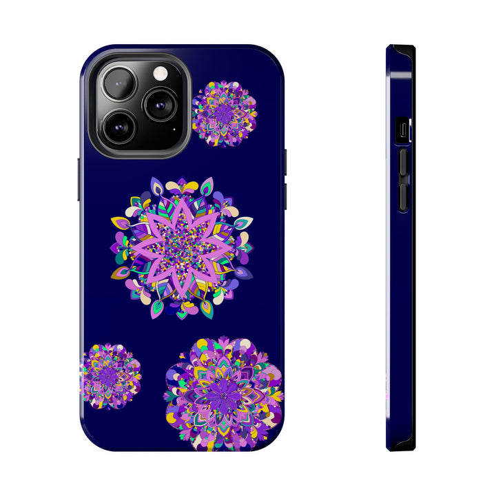 Hand Drawn Mandala Art in Purple Shades Phone Case - Durable and Shock Absorbent for Protection and Style in a Unique and Artistic Design