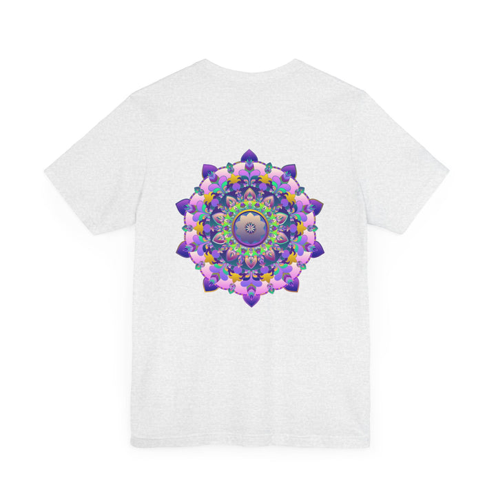 A colorful mandala t-shirt with intricate designs promoting spiritual peace and harmony