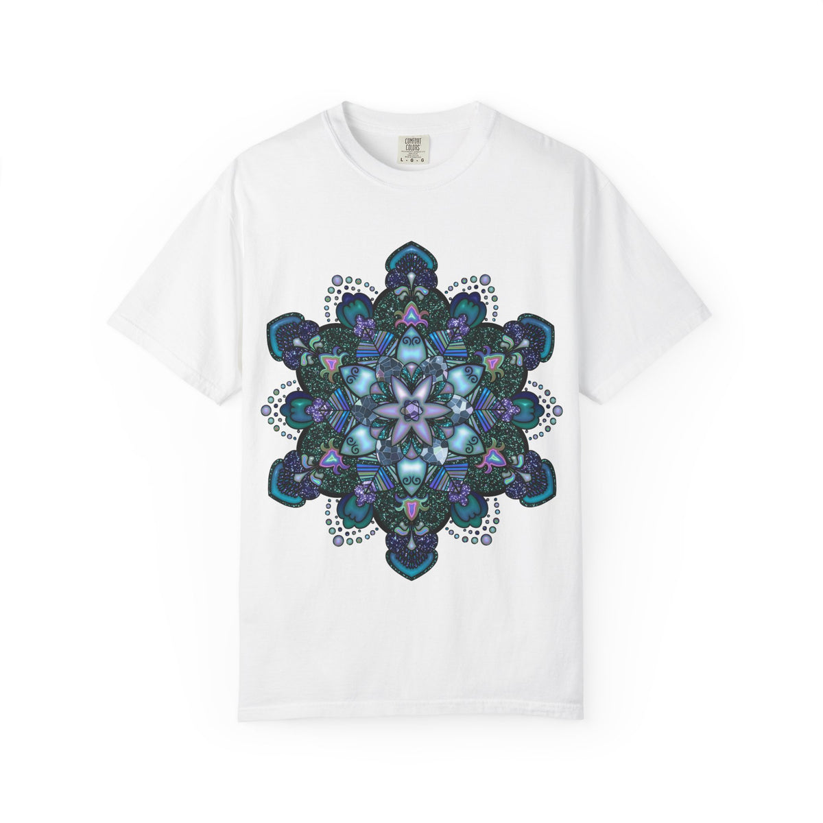 Mandala T-Shirt – Blue Purple Boho Geometric Floral Design