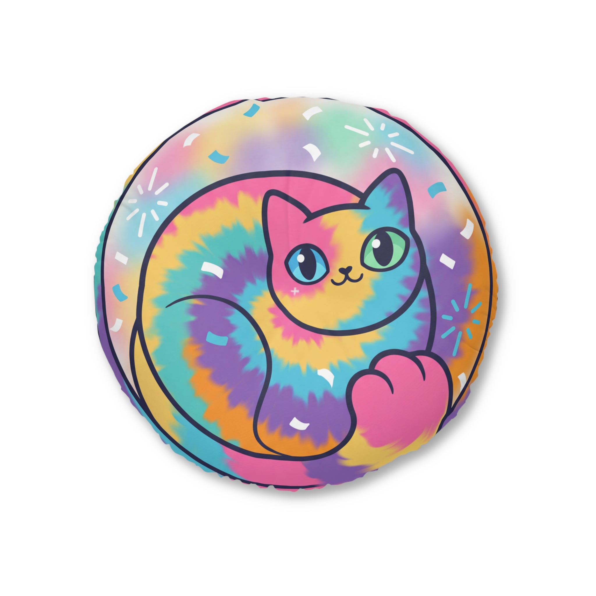 Tie-Dye Cozy Cat Floor Pillow — New Year Whisker Hug