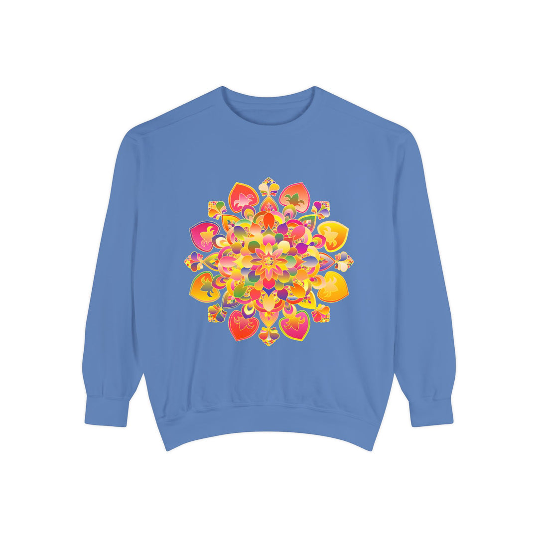 Vibrant Mandala Sweatshirt showcasing intricate, colorful and detailed design for a bold and stylish look