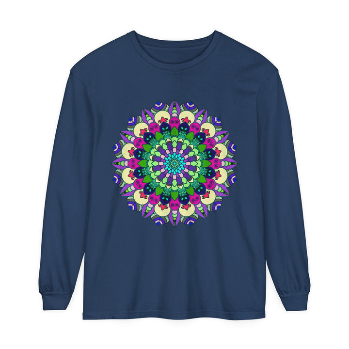 Colorful and intricate mandala design long sleeve t-shirt for all genders