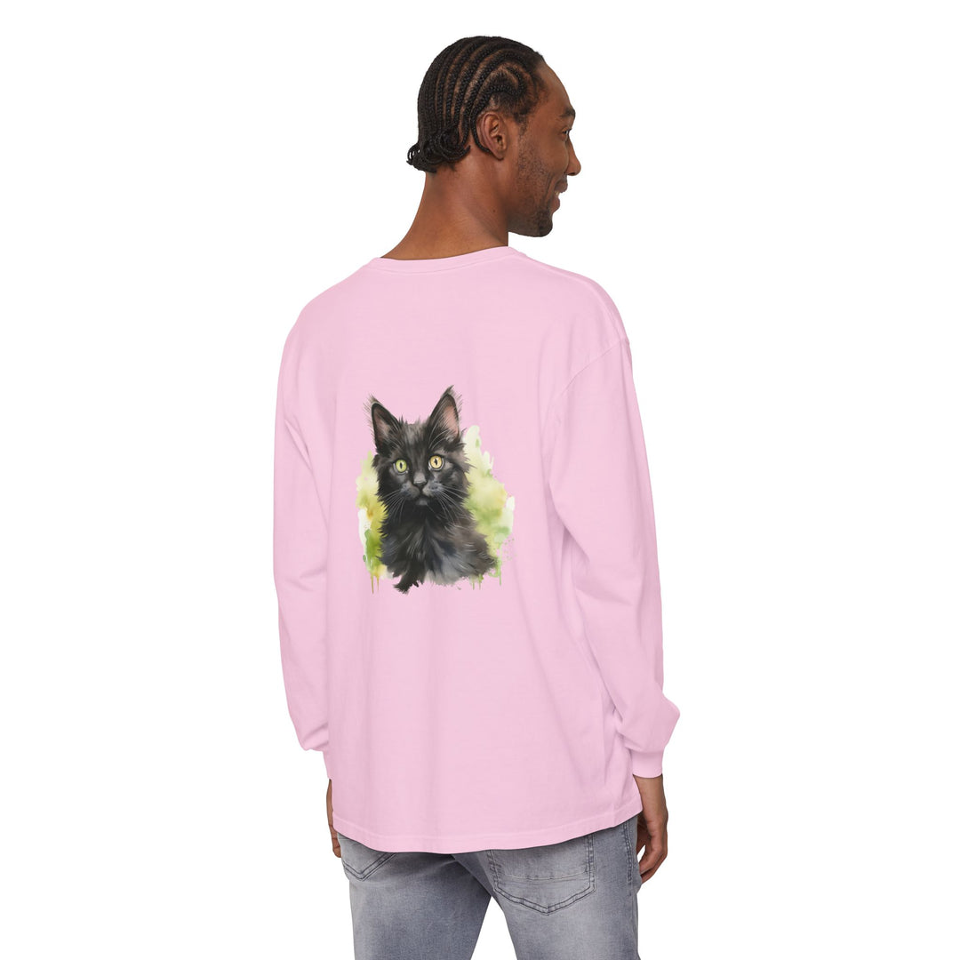 Black Kitten Watercolor Long Sleeve Tee
