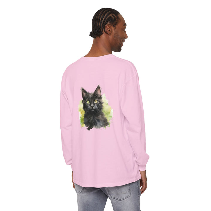 Black Kitten Watercolor Long Sleeve Tee