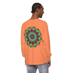 Colorful Mandala Unisex Long Sleeve T-Shirt featuring vibrant, intricate design