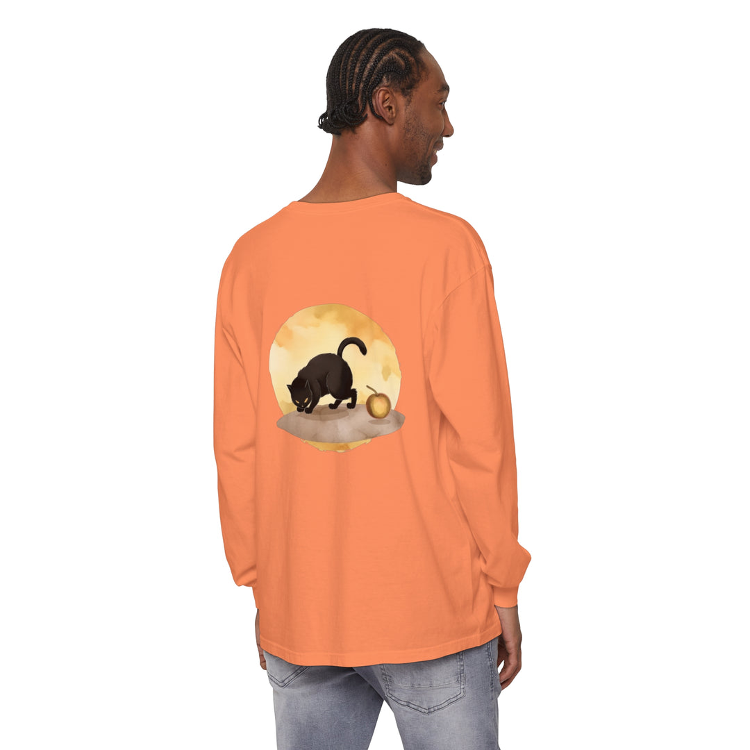 Black Cat Moonlit Mystery T-Shirt with Witch on Broom and Cat