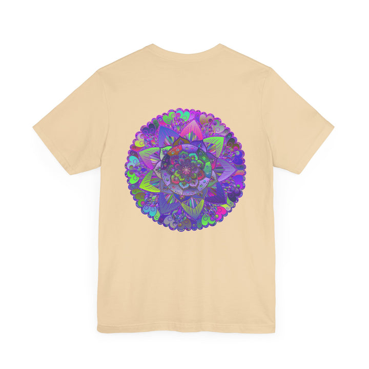 A colorful and intricate mandala design adorns this Vibrant Mandala Tee, symbolizing spiritual peace and harmony for a stylish and meaningful fashion statement