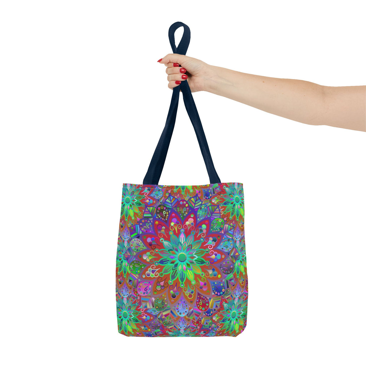 Psychedelic Mandala Tote Bag — Colorful Boho All-Over Print Tote