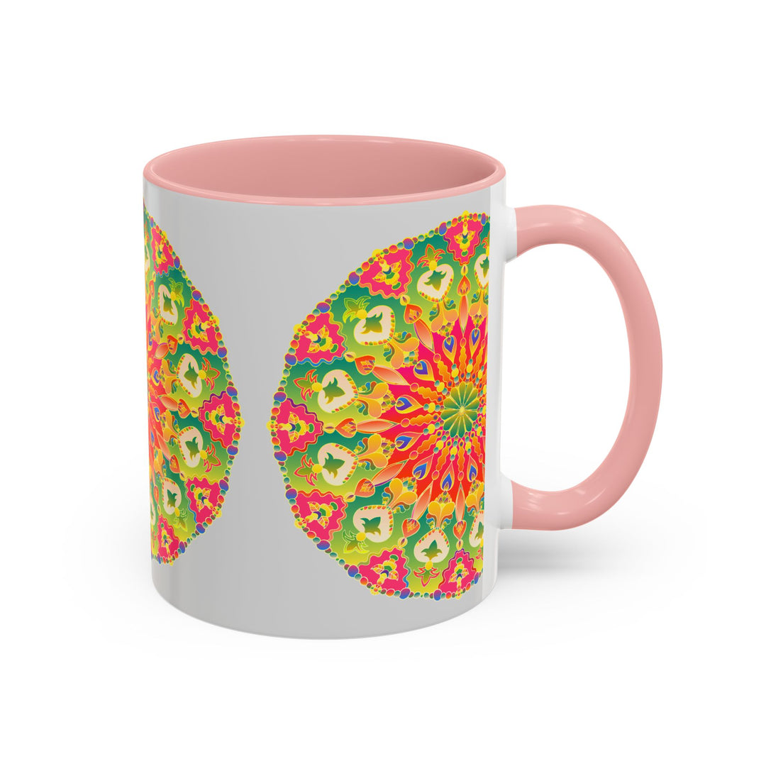 A vibrant and colorful mandala art mug, perfect for enjoying your favorite hot beverages