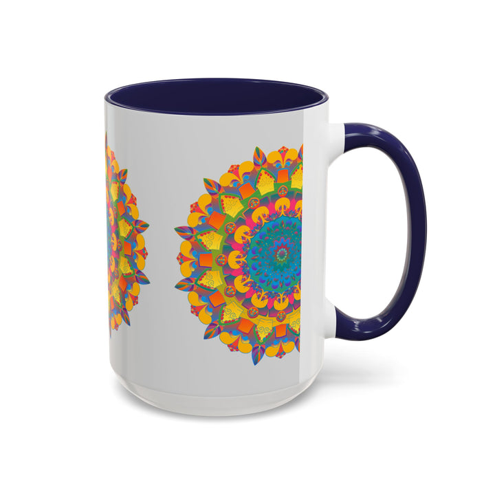 Hand-painted ceramic mug with stunning mandala and floral design