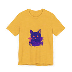 Black Cat Mystery - Abstract Art T-Shirt featuring a stunning and intricate design of a black cat surrounded by mystery and intrigue, perfect for cat lovers and art enthusiasts alike