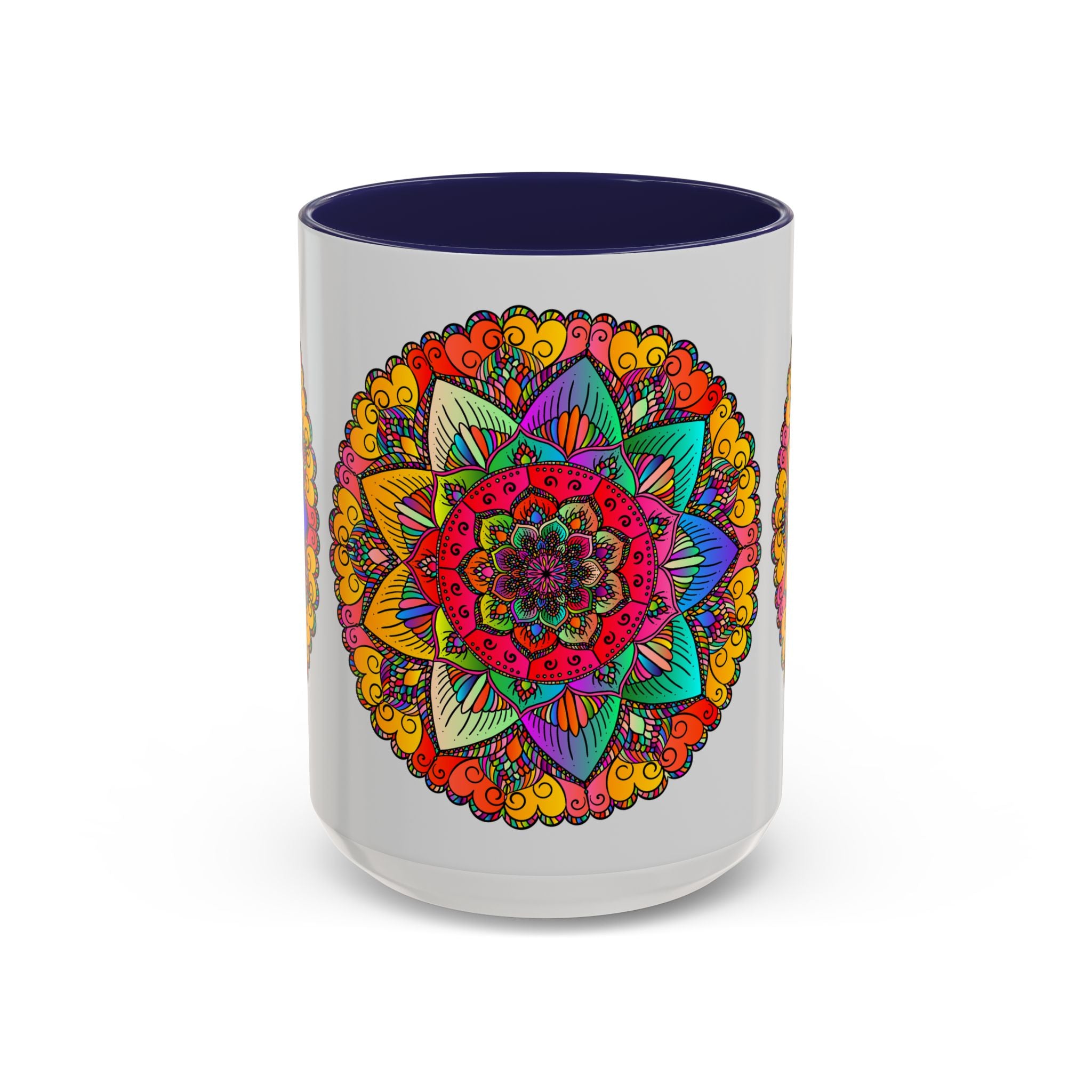 Colorful mandala pattern mug with intricate and beautiful design