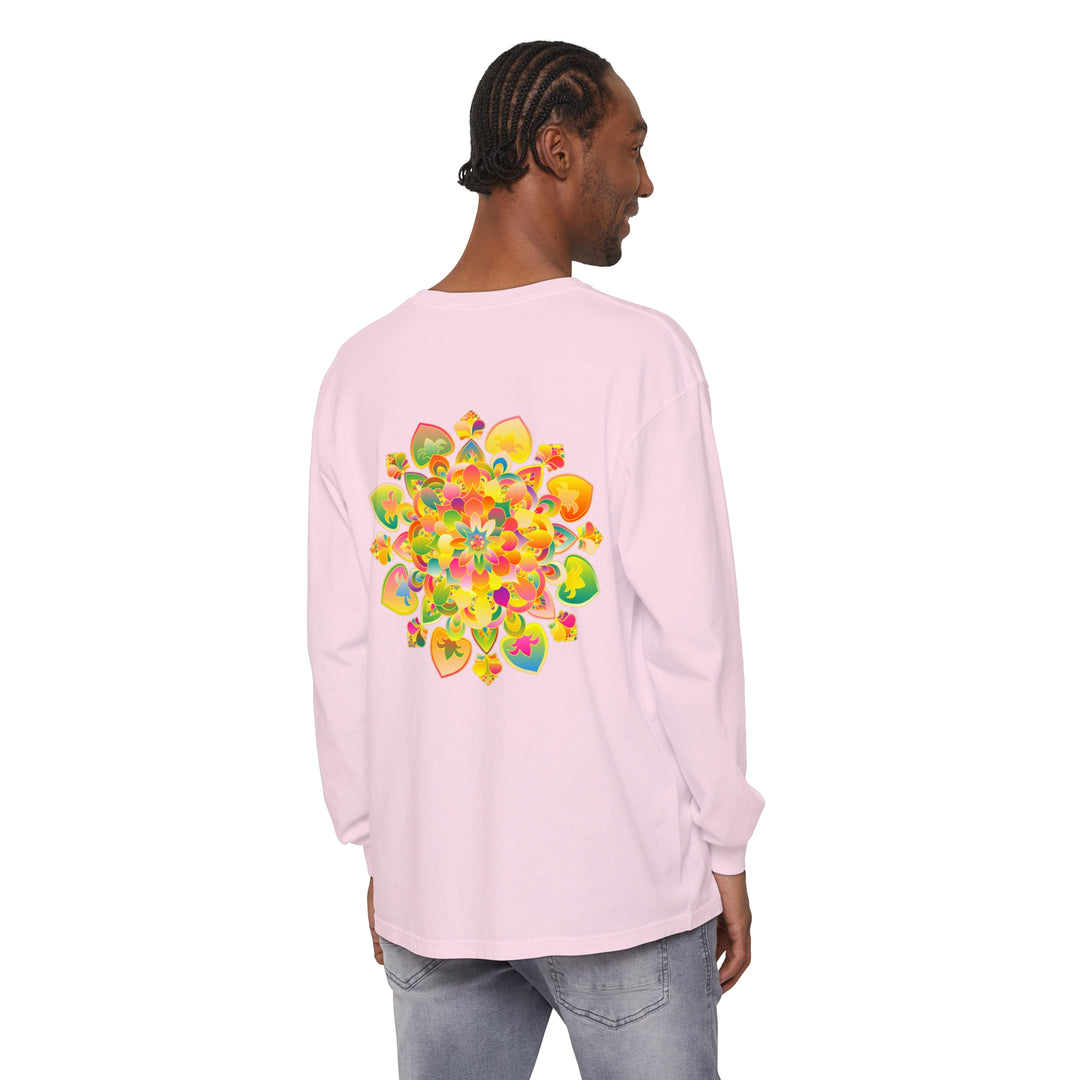 Bold and detailed mandala design on a psychedelic long sleeve tee