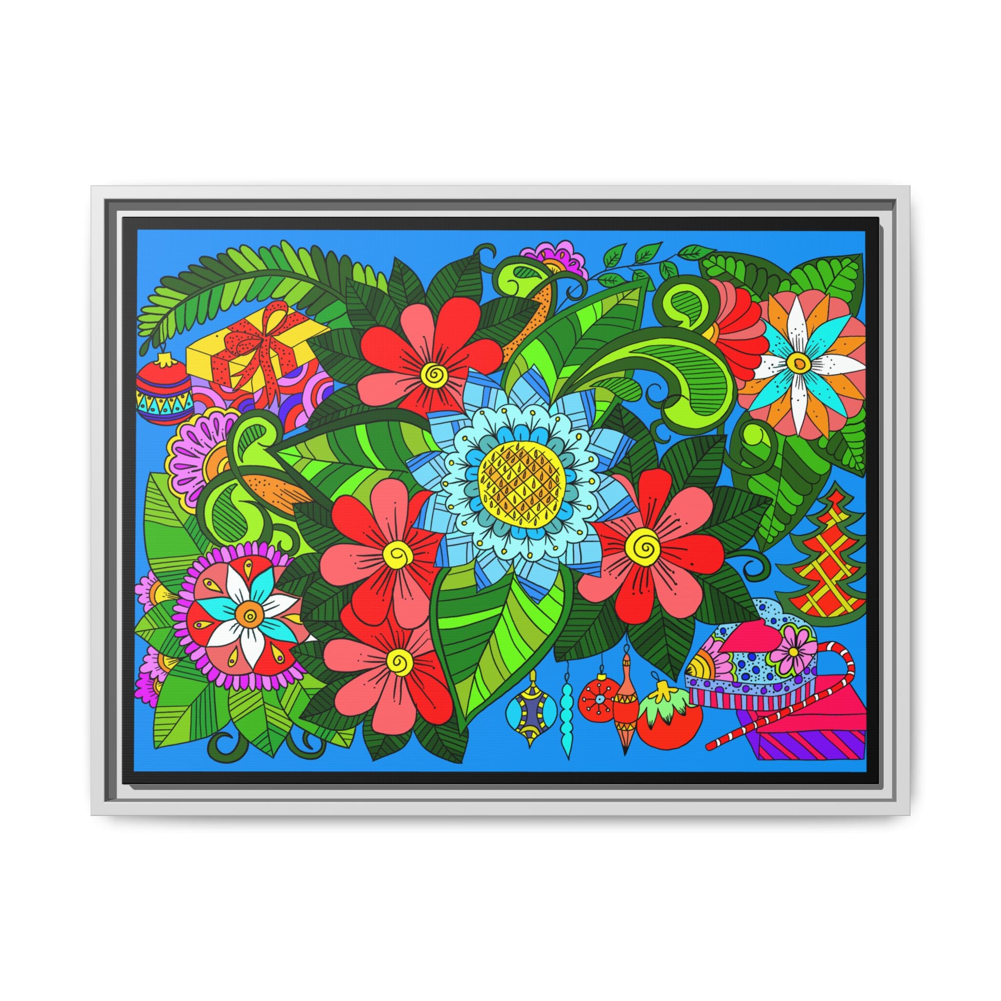 Handgefertigtes horizontales Poster mit Mandala-Design – Blumengekritzel