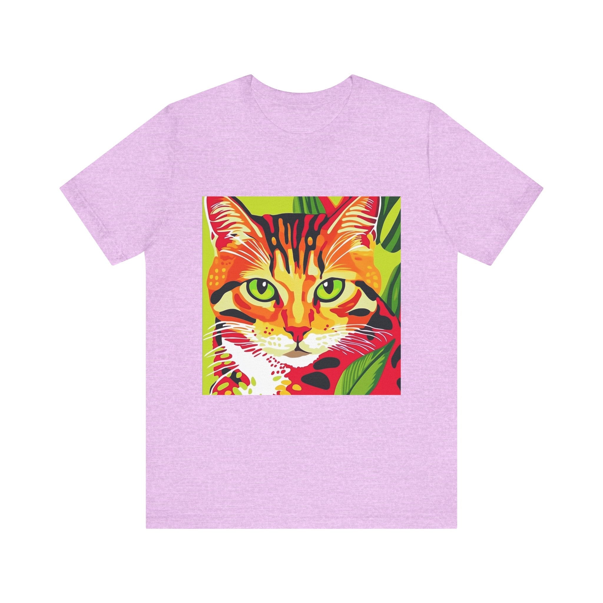 Comfortable and stylish short sleeve tee with a unique Savana Stripes Cat design