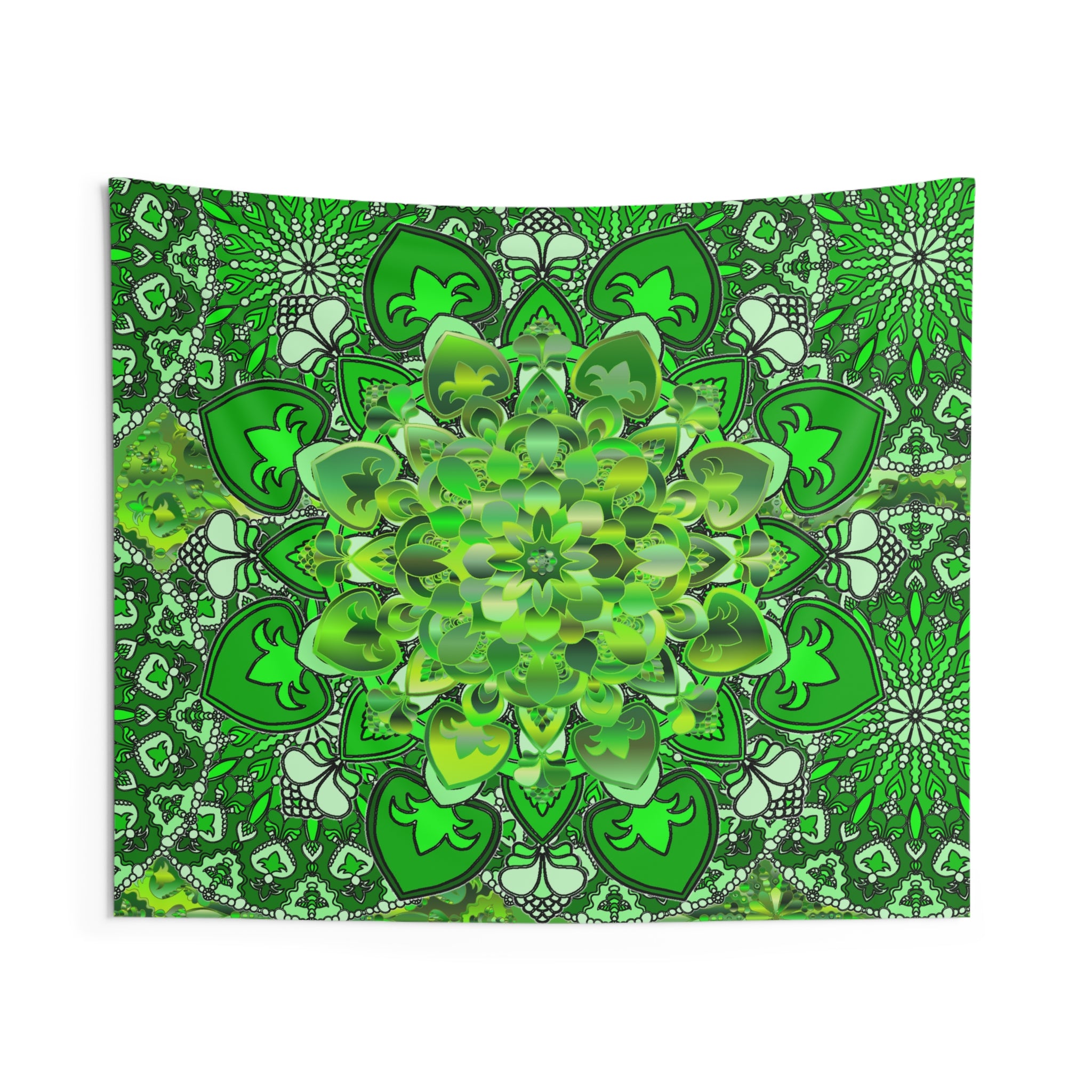 Green Mandala Wall Tapestry - Bohemian Psychedelic Bedroom Decor