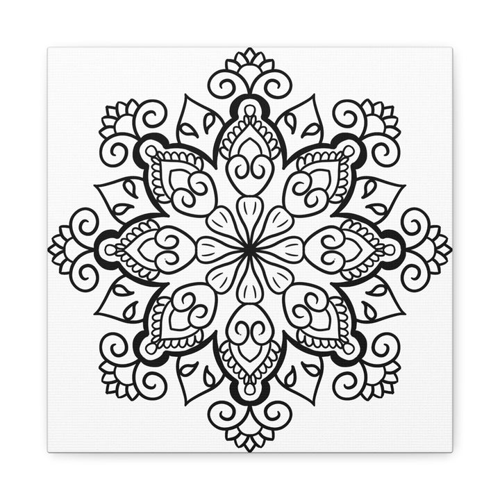 Handmade Black & White Mandala Art on 125 Matte Canvas, Stretched for Wall Display