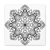 Handmade Black & White Mandala Art on 125 Matte Canvas, Stretched for Wall Display