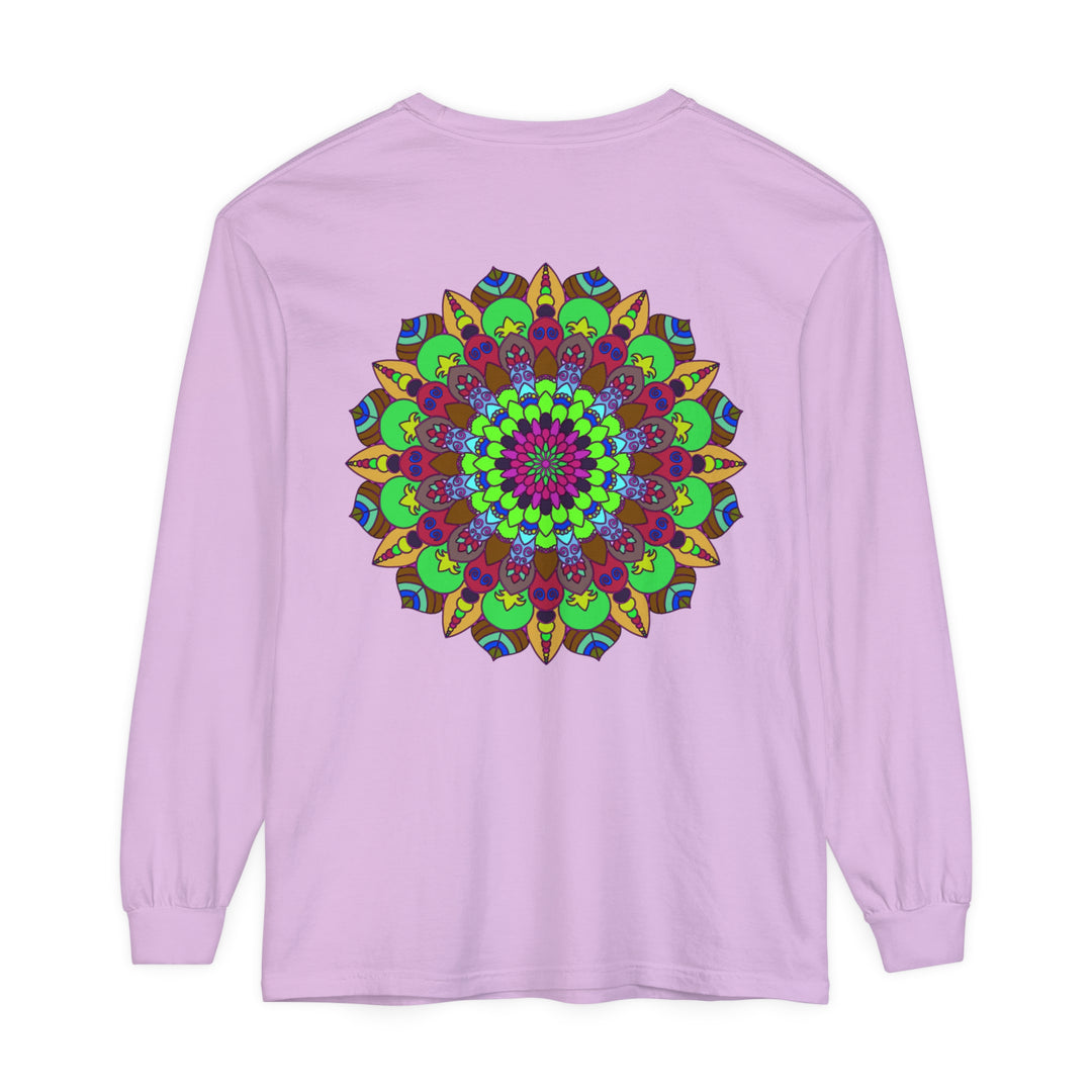 Vibrant and intricate mandala design long sleeve unisex t-shirt in various colors