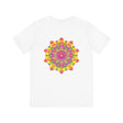 A colorful mandala design t-shirt promoting spiritual peace and harmony