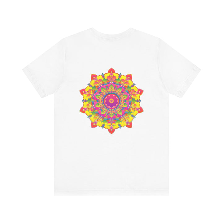 A colorful mandala design t-shirt promoting spiritual peace and harmony