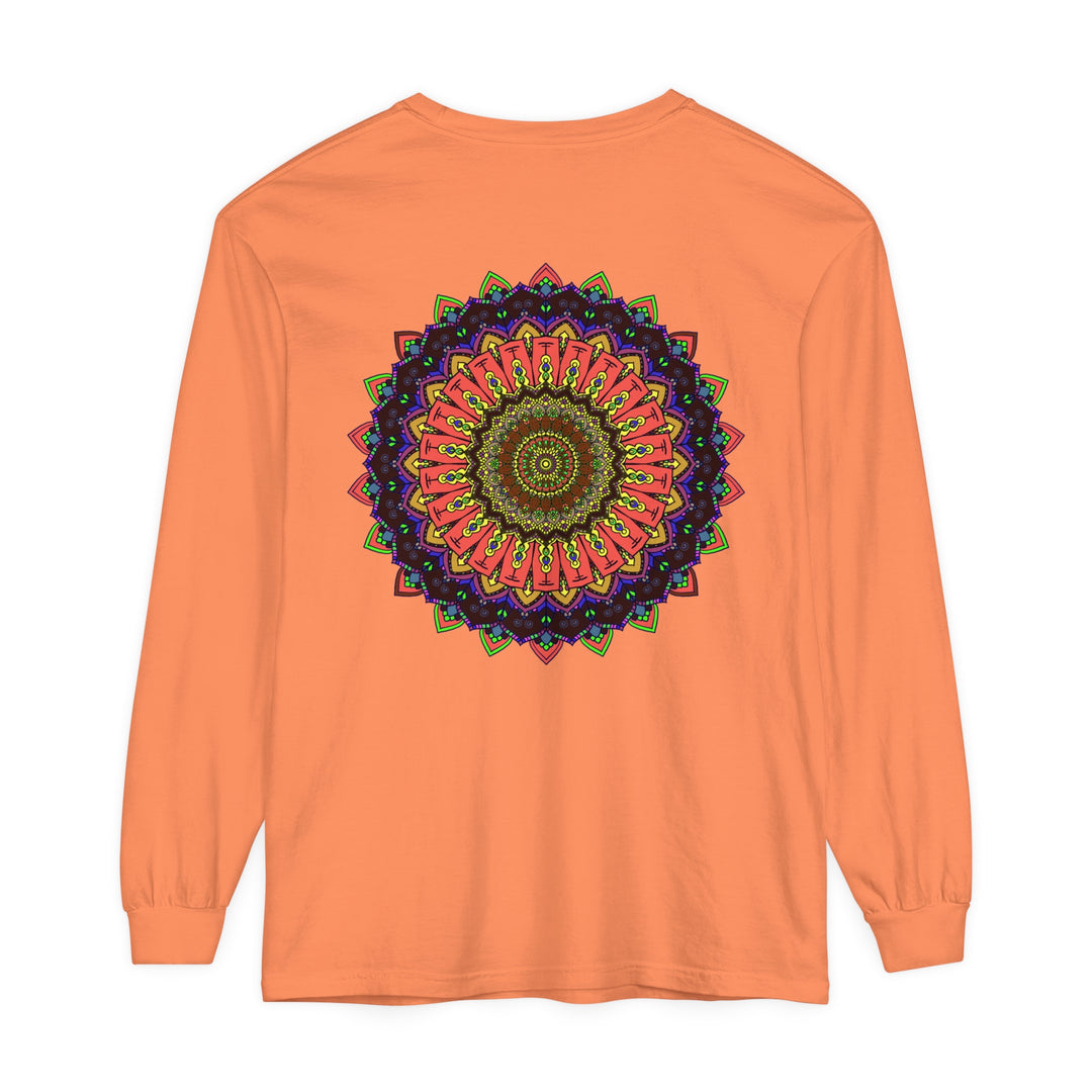 Colorful and intricate mandala design long sleeve t-shirt, perfect for casual wear