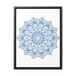 Mandala Handmade Art with intricate steel blue design on gallery canvas