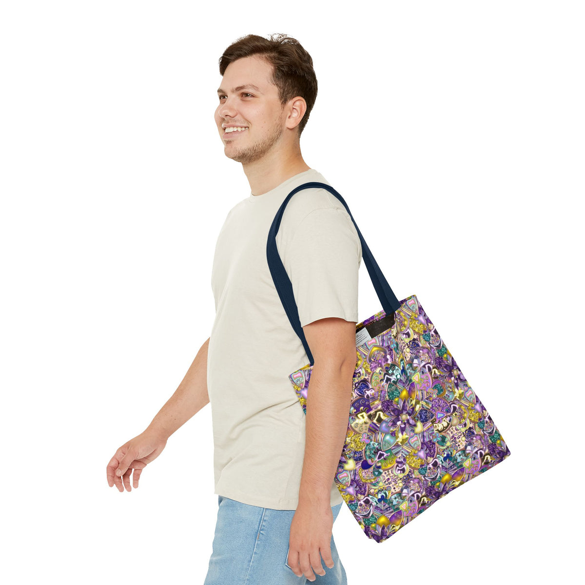 Colorful Purple Floral Pattern Tote Bag