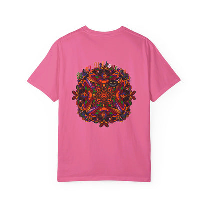 Unisex Halloween Mandala T-shirt with Handmade Pumpkin Mandala Art on Garment-Dyed Tee