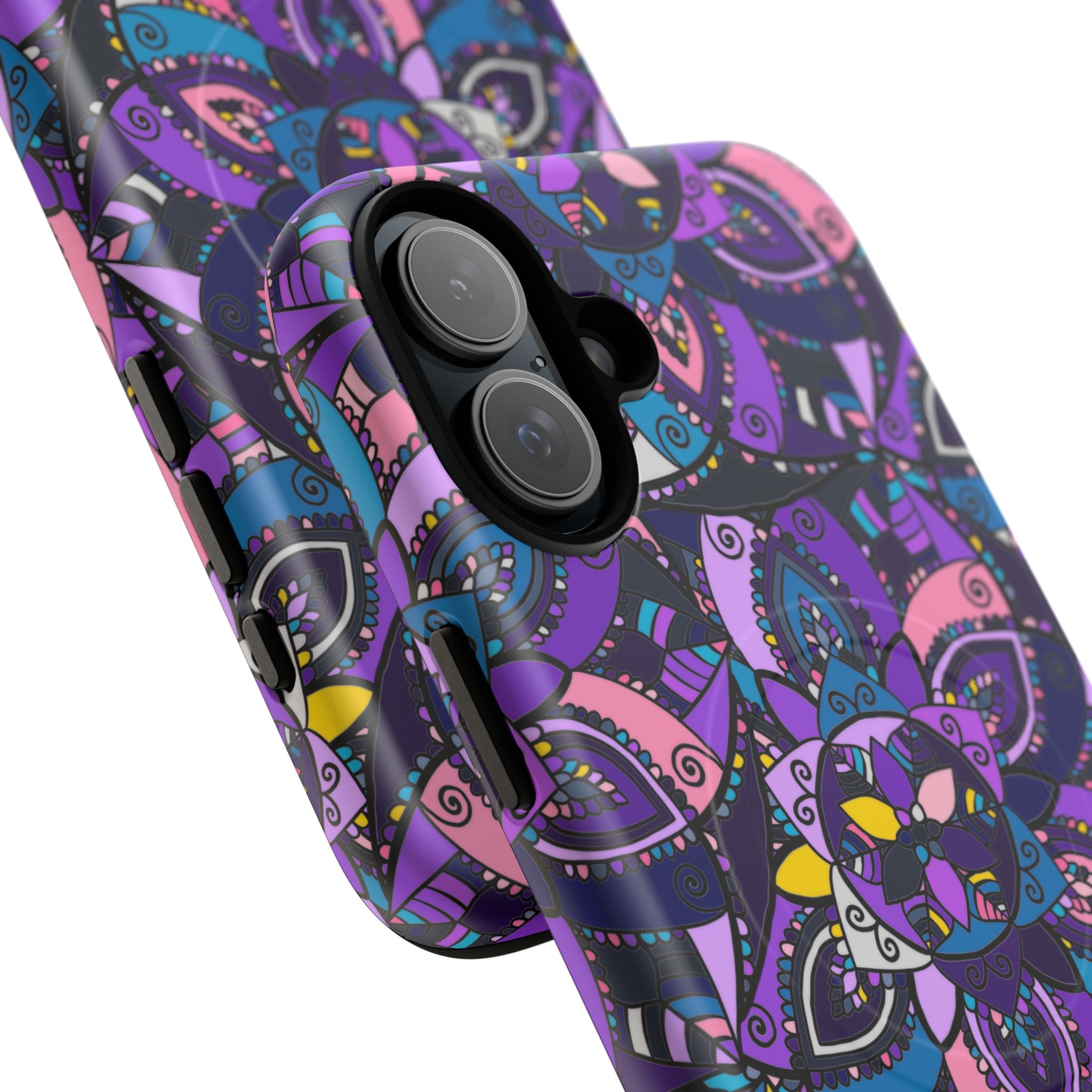 Magnetic Phone Case — Purple Mandala Floral Tough Case