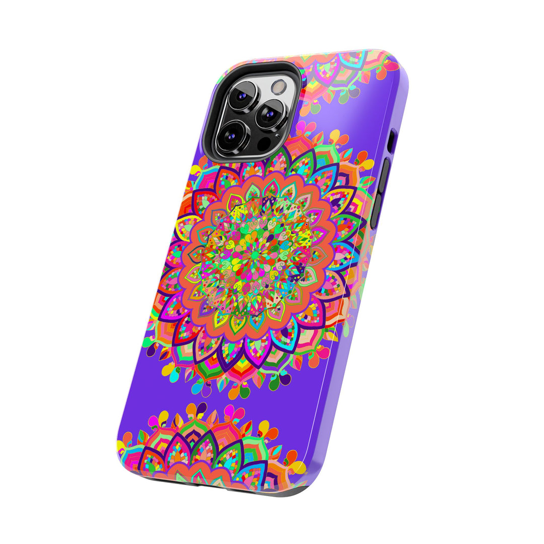 Beautiful hand drawn purple Mandala Art phone case for stylish protection