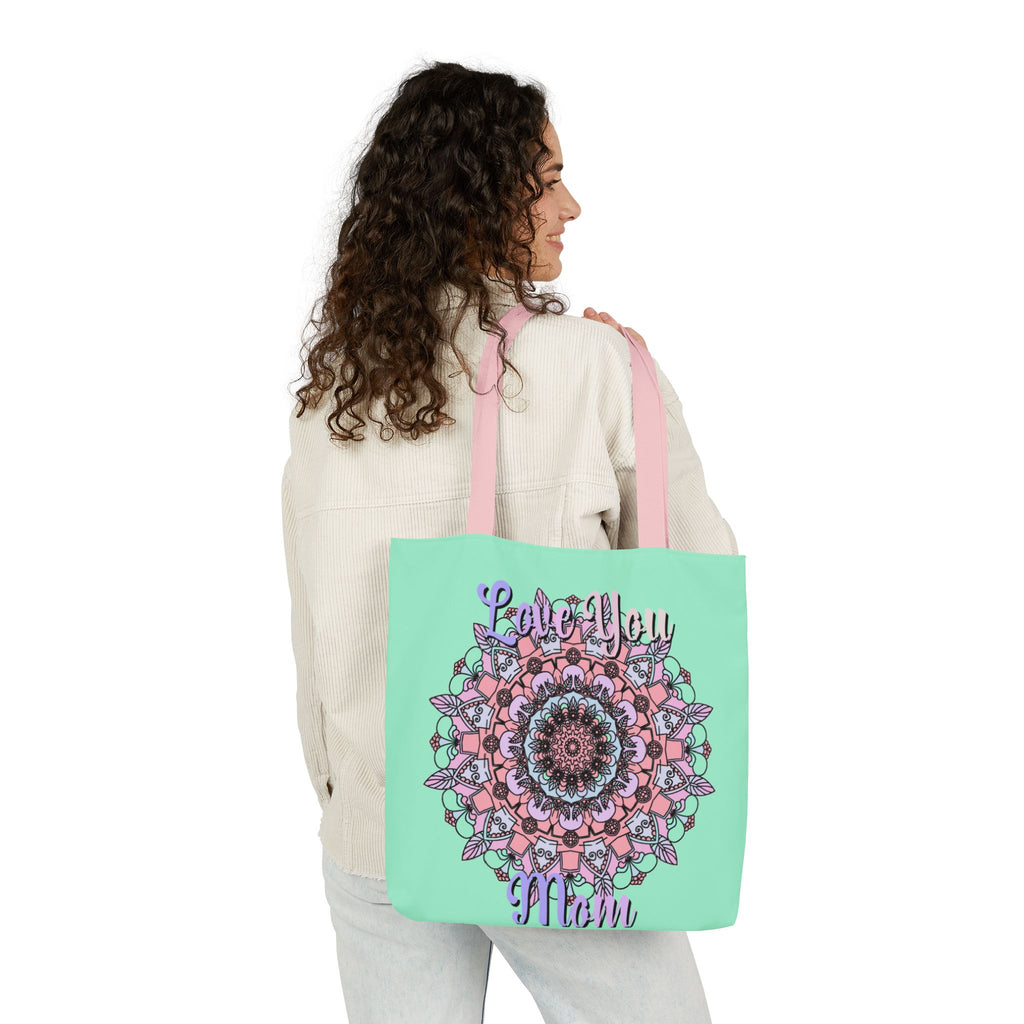 Mandala 'Love You Mom' Canvas Tote — Floral Mother's Day Gift Bag