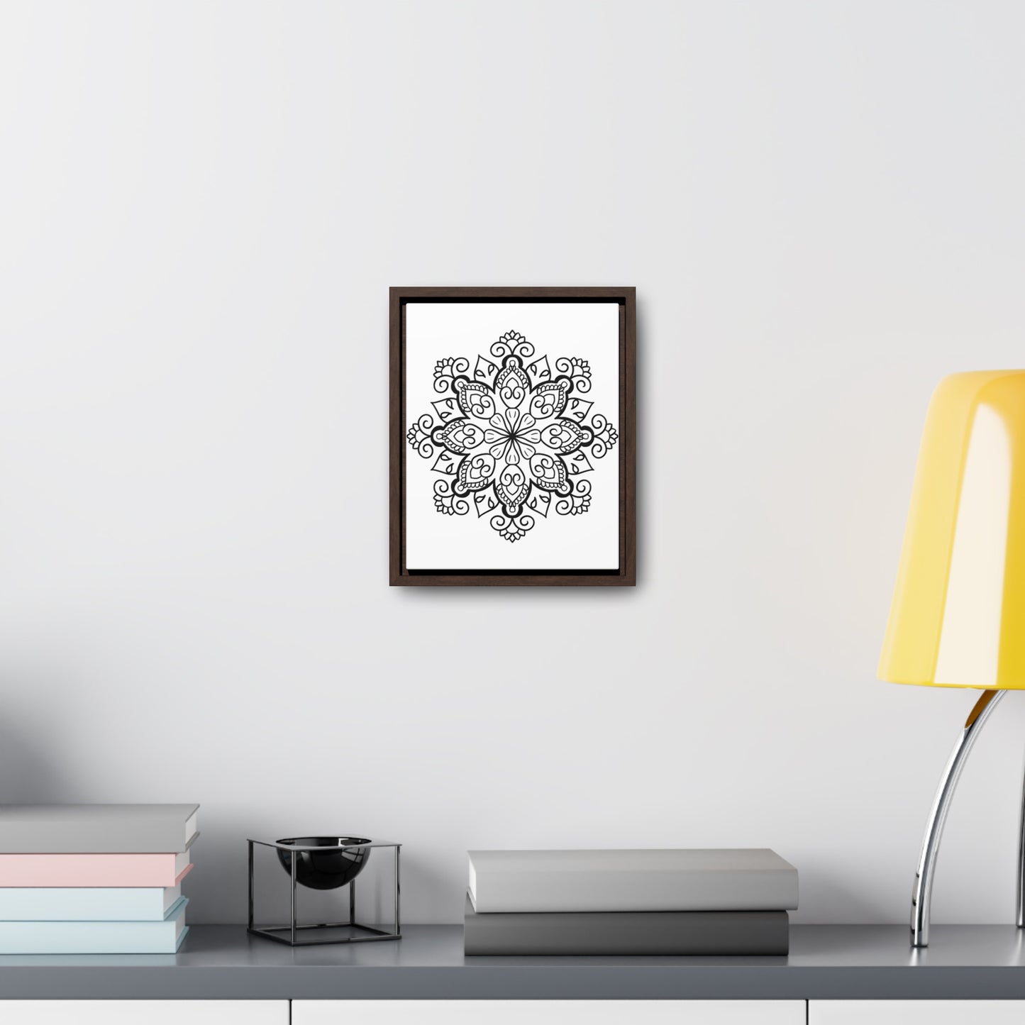 Mandala Handmade Art - Black & White Wall Art - Gallery Canvas Wraps, Vertical Frame 28