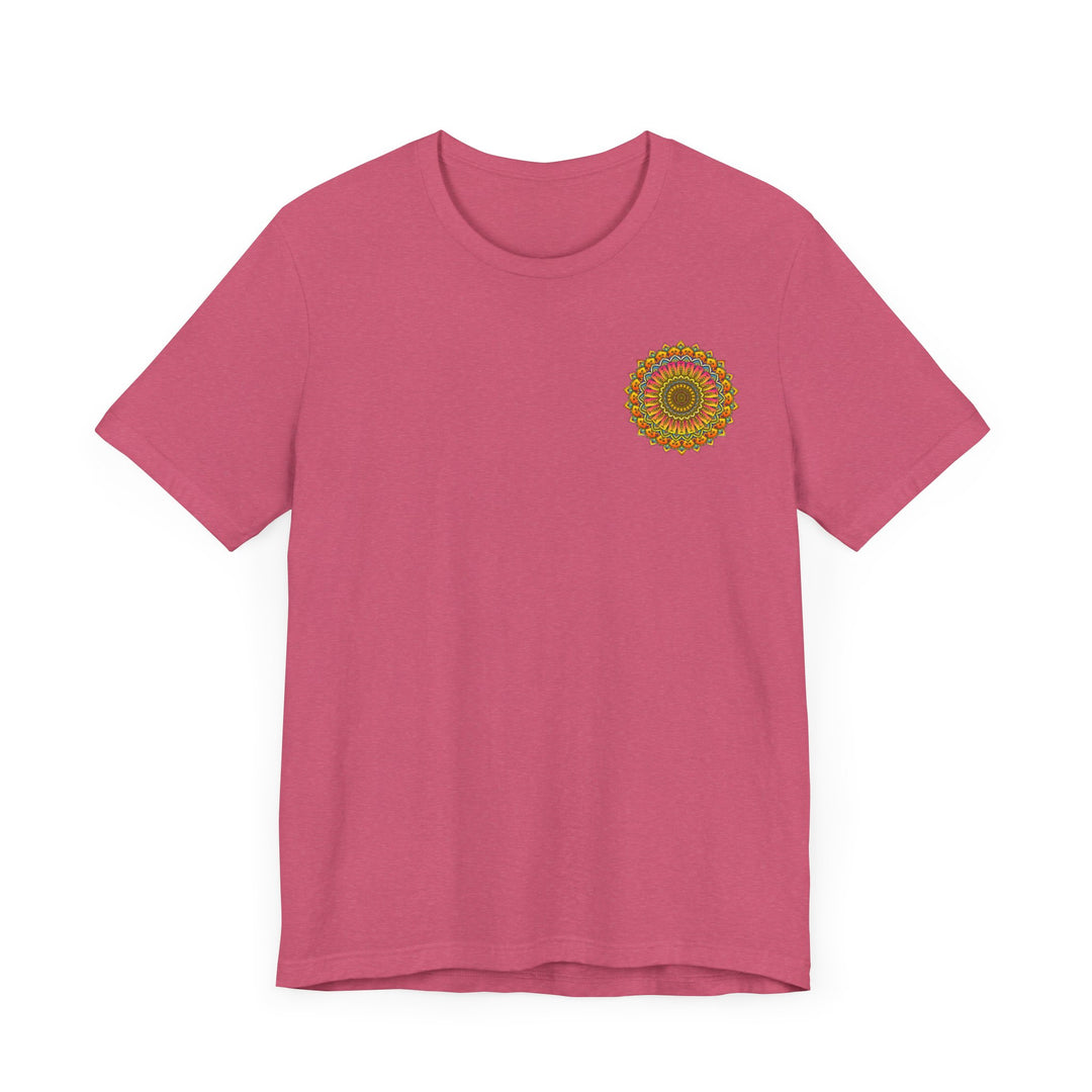 Colorful and intricate mandala design on a tee promoting spiritual peace and harmony