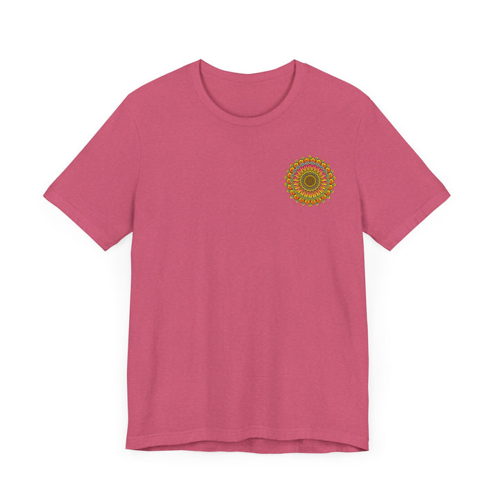 Colorful and intricate mandala design on a tee promoting spiritual peace and harmony