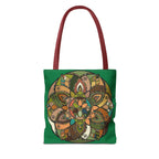 Boho Mandala Tote Bag — Green Floral Pattern AOP Shopper