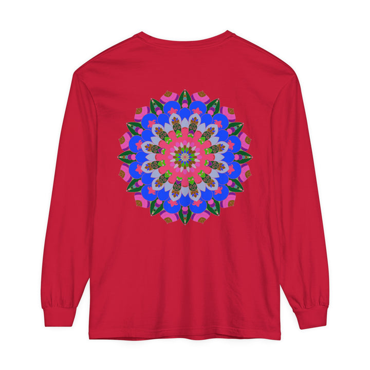 Intricate and colorful long sleeve t-shirt with a beautiful mandala design