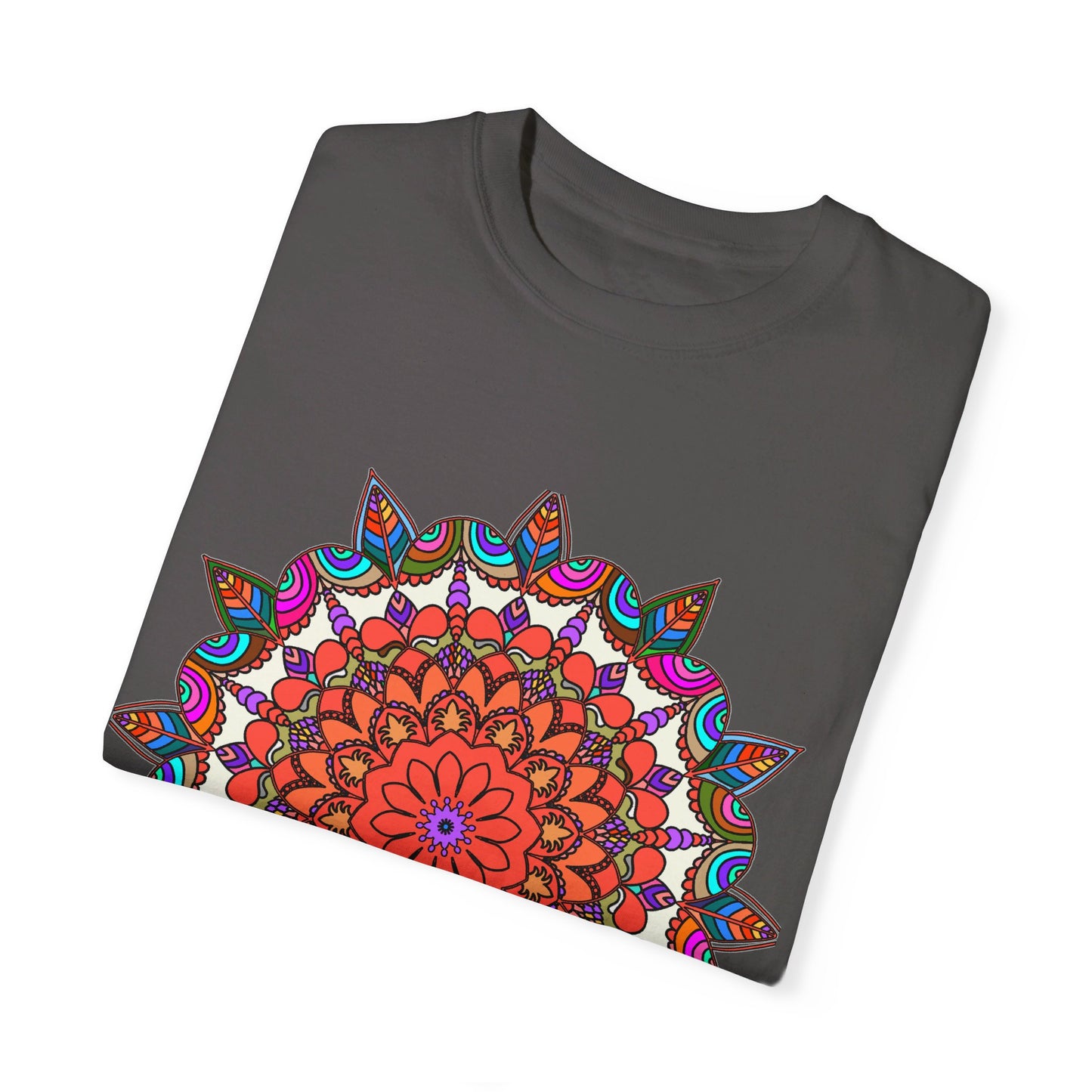 Unisex Mandala T-Shirt - Beautiful hand-drawn mandala design on 100% ring-spun cotton, garment-dyed for maximum comfort