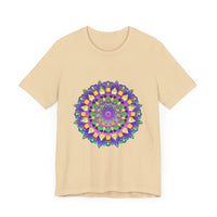 Colorful and intricate mandala design tee promoting peace and harmony
