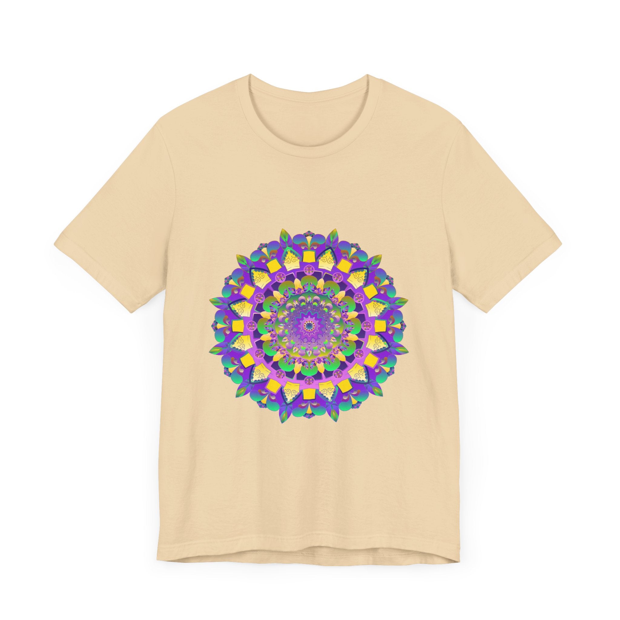 Colorful and intricate mandala design tee promoting peace and harmony